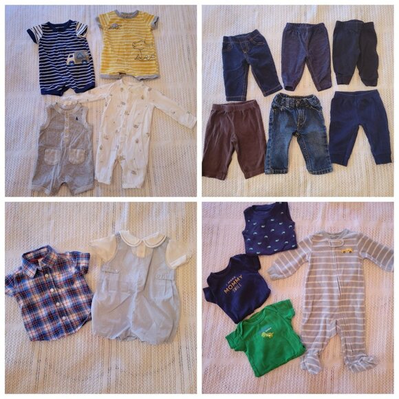 16 Pc Baby Boy Clothing Bundle 3 Months Bodysuits Pants Rompers Sleeper Shirts - Picture 1 of 5